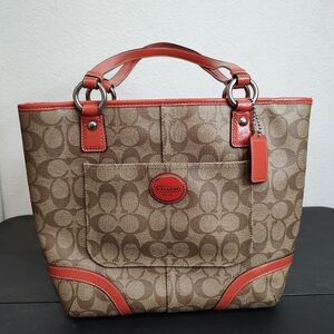Coach Signature Peyton Large Tote with shoulder straps. Like-new